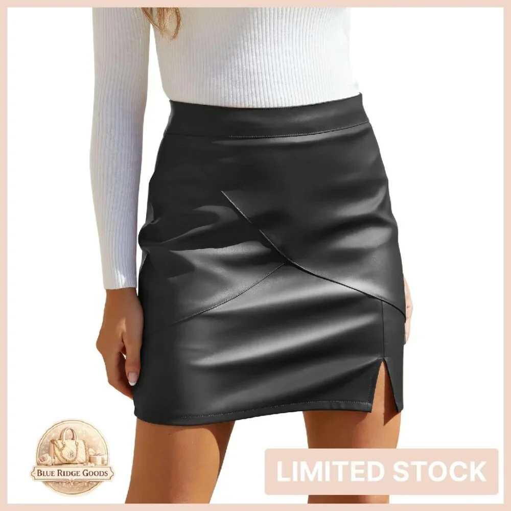 Faux Leather Bodycon Pencil Mini Skirt High Waisted Y2K Chic Party Wear